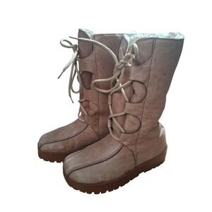 Y2k Vintage Garmont Sherpa Womens sz 7 Leather Platform Lace Chunky Boots‎ Italy